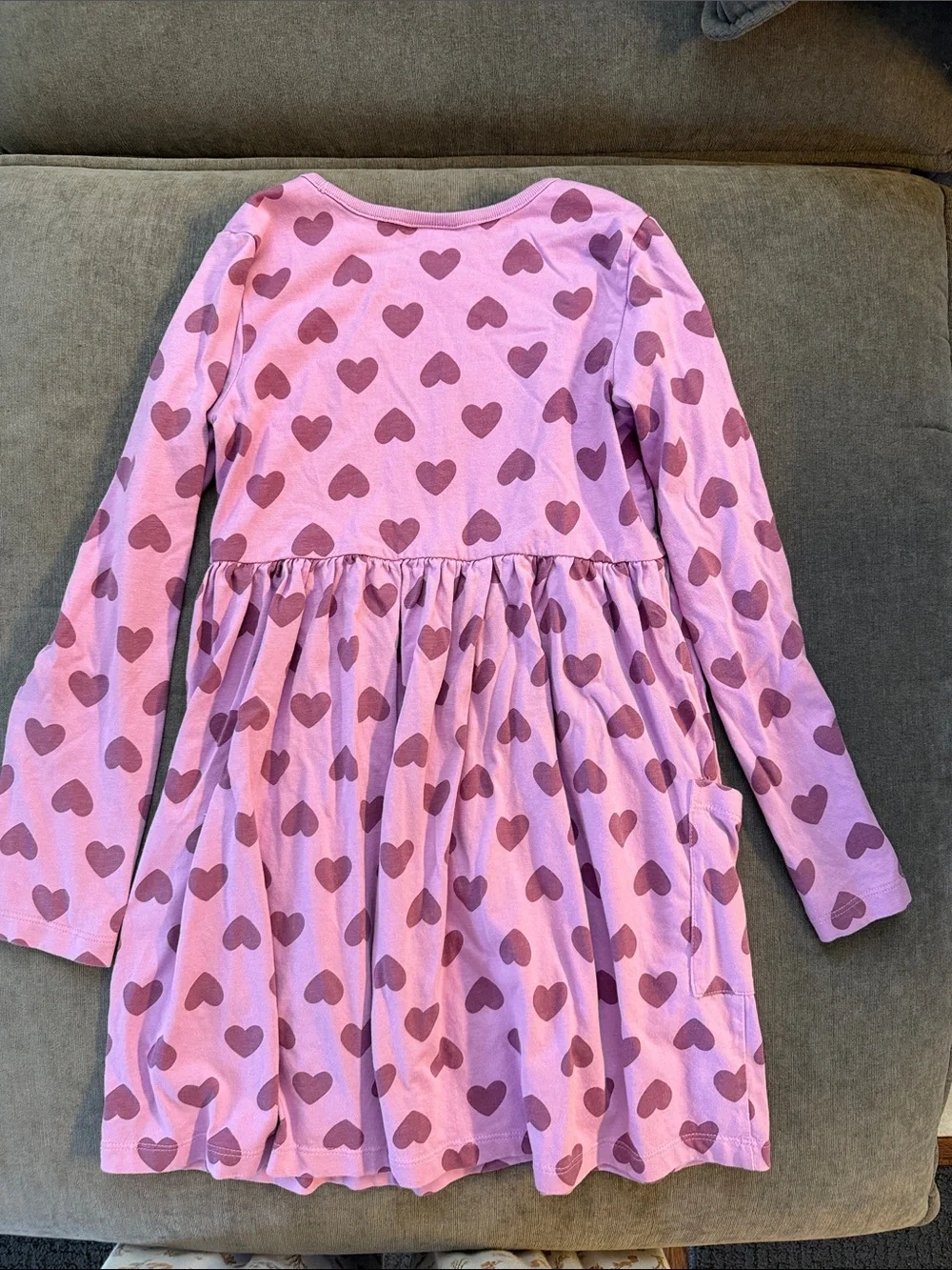 Hanna Andersson Pink Heart-Print Long Sleeve Pocket casual dress